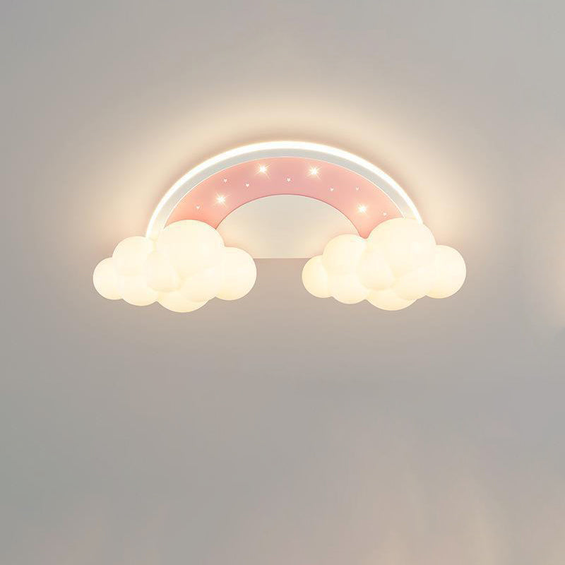 Lumendat Modern Art Deco Kids Iron PE Cloud Rainbow Semicircular Astronaut LED Flush Mount Ceiling Light For Bedroom Lumendat
