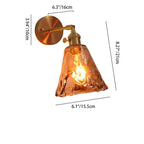 Modern Minimalist Eclectic Amber Glass Brass Iron Geometric 1-Light Wall Sconce Lamp For Living Room Lumendat