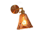 Modern Minimalist Eclectic Amber Glass Brass Iron Geometric 1-Light Wall Sconce Lamp For Living Room Lumendat