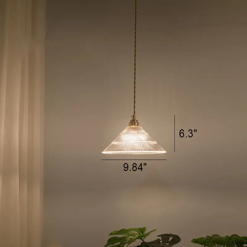 Nordic Vintage Clear Glass Flower Shape Brass 1-light Pendant Light Lumendat