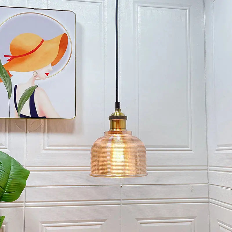 Vintage Textured Lattice Glass 1-light Pendant Light Lumendat
