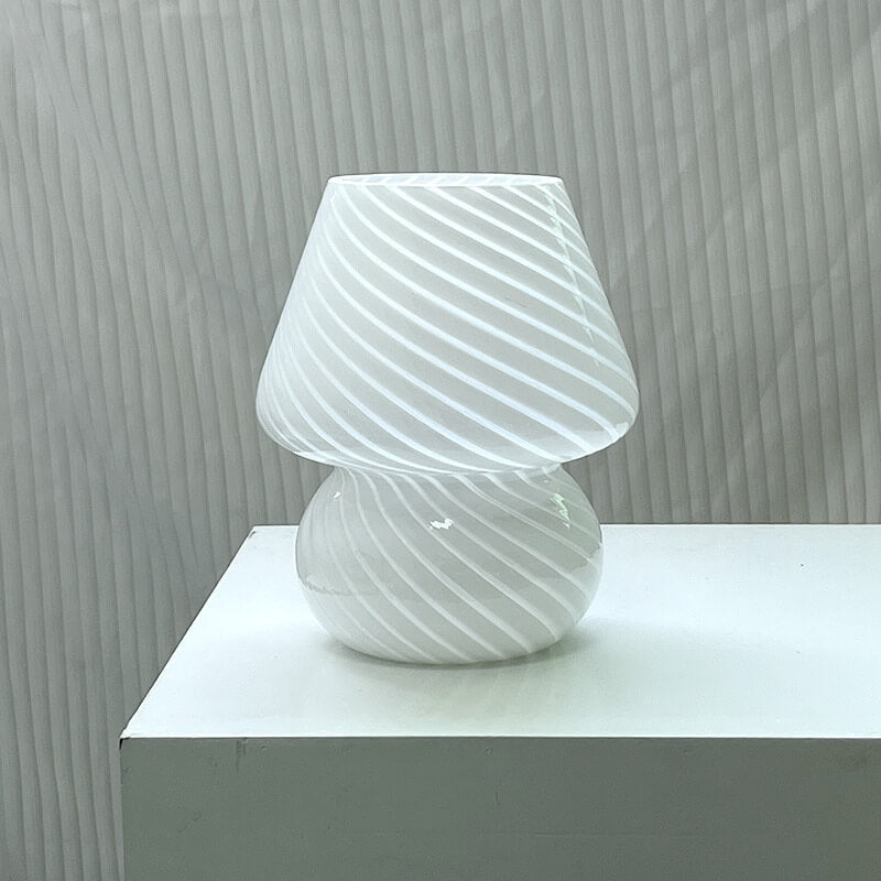 Modern Minimalist Striped Mushroom Glass 1-Light Table Lamp Lumendat