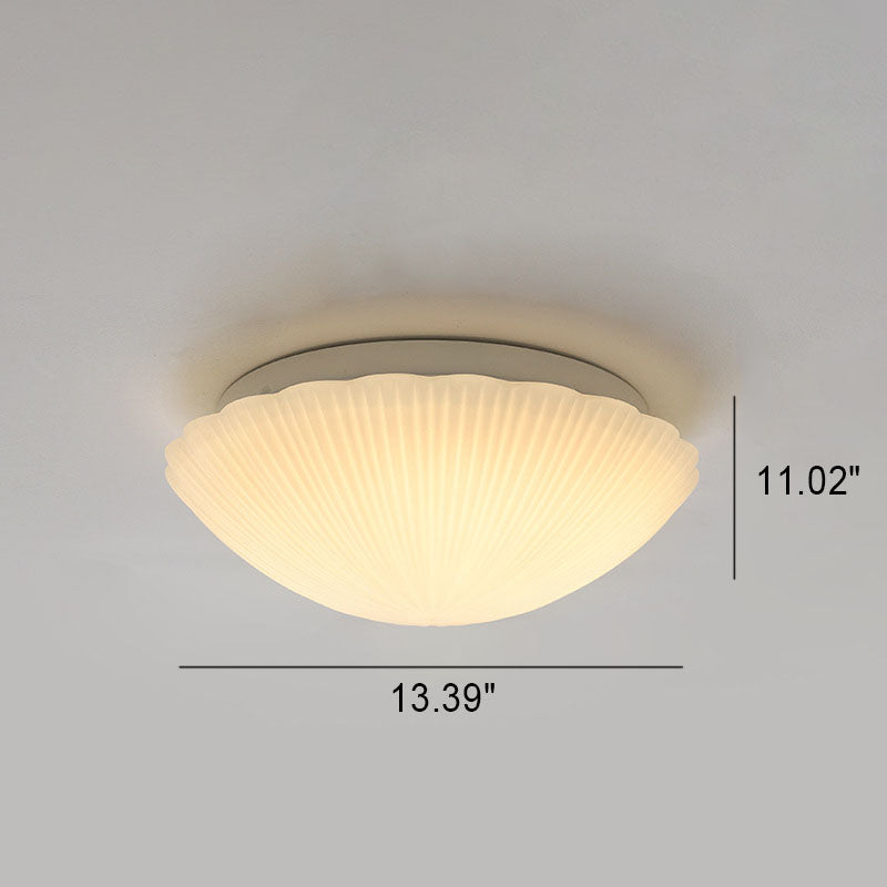 Modern French Cream Shell Glass LED Flush Mount Ceiling Light BulbSquare