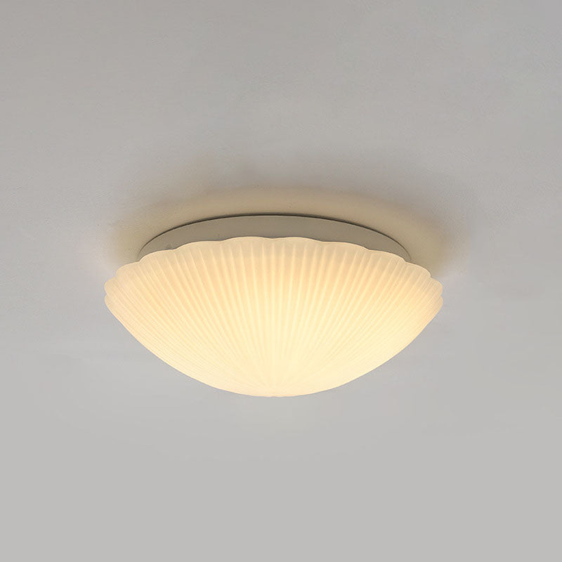 Modern French Cream Shell Glass LED Flush Mount Ceiling Light BulbSquare