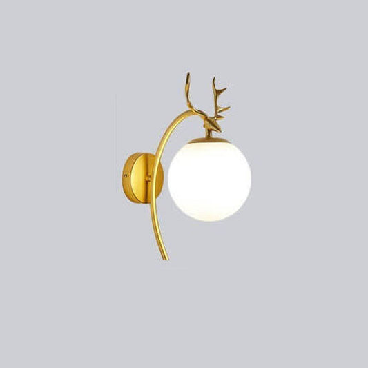 Nordic Light Luxury Iron Antler Global Glass 1-Light Wall Sconce Lamp