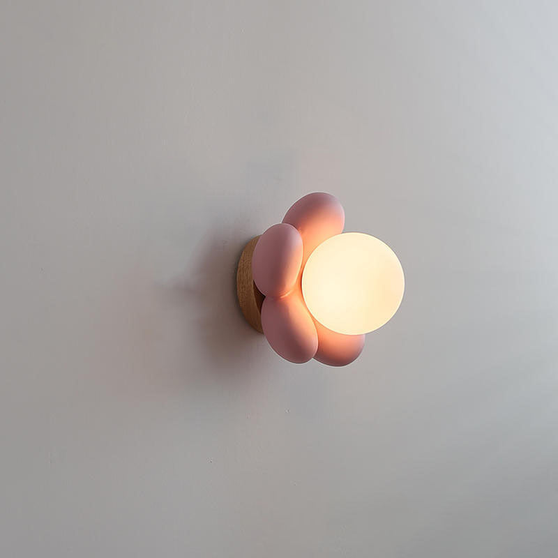 Modern Creative Flowers Shape Glass Ceramic 1-Light Kids Wall Sconce Lamp Lumendat