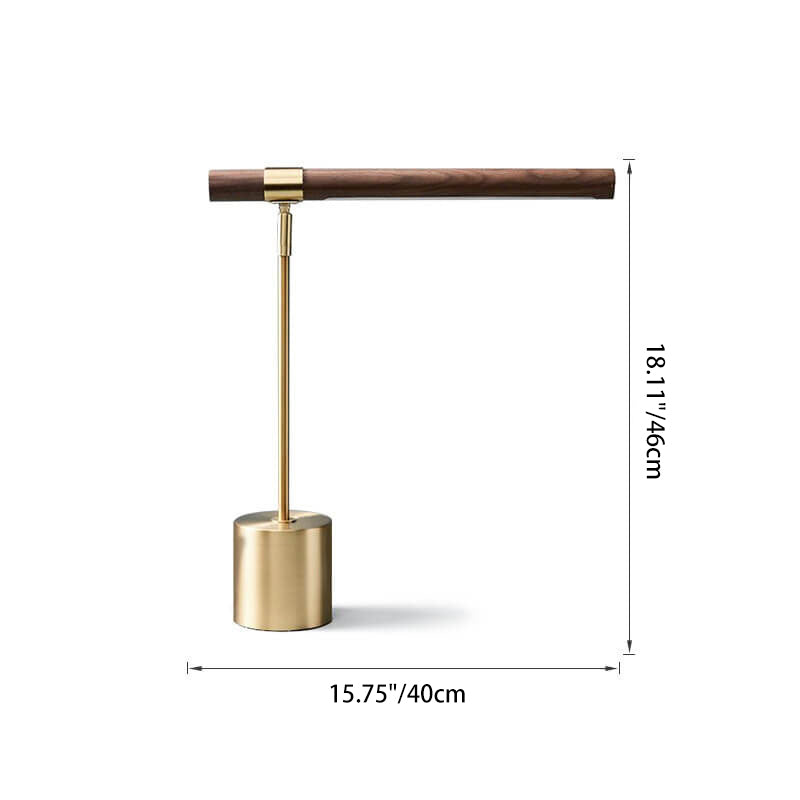 Nordic Minimalist Wood Grain Cylindrical Strip Hardware Base LED Table Lamp Lumendat