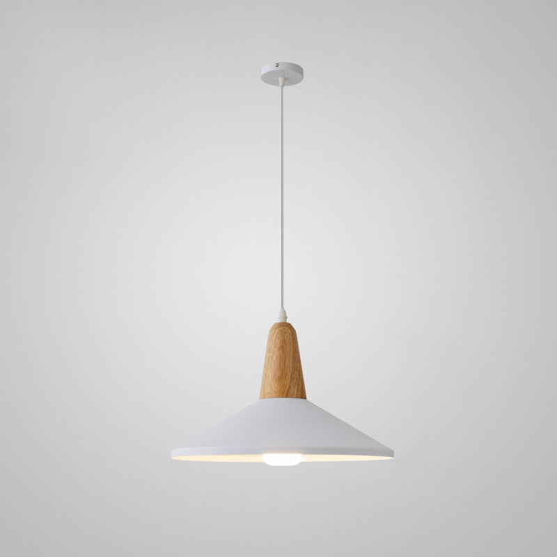 Nordic Minimalist Macaron Solid Color Aluminum Wood 1-light Pendant Light BulbSquare