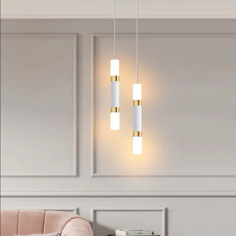 Modern Minimalist Cylinder Aluminum Acrylic LED Pendant Light for Bedroom BulbSquare