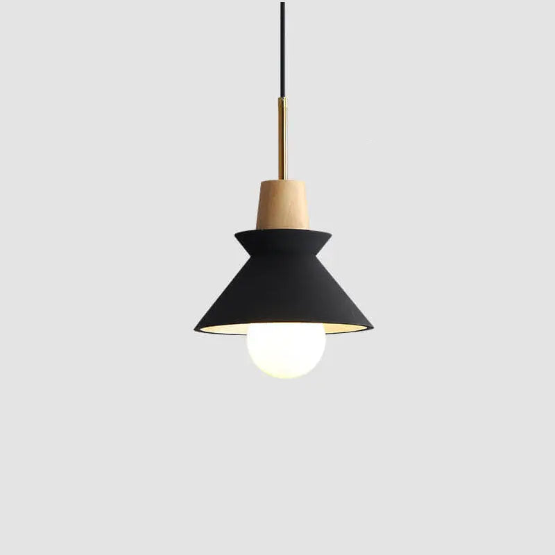 Nordic Minimalist Macaron Wood Cement 1-light Pendant Light Lumendat