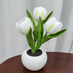 Tulip Simulation Bouquet Ceramic Flower Pot LED Night Light Table Lamp Lumendat