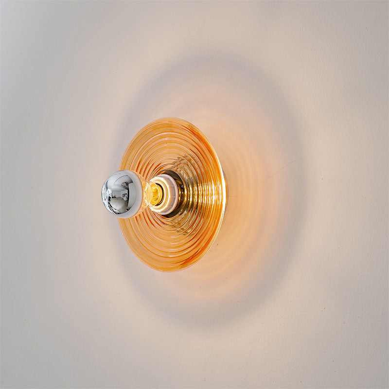 Modern Art Deco Wave Pattern Round Glass 1-Light Wall Sconce Lamp For Bedroom Lumendat