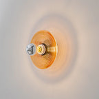 Modern Art Deco Wave Pattern Round Glass 1-Light Wall Sconce Lamp For Bedroom Lumendat