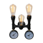 Traditional Vintage Iron Pipe Water Meter 3-Light Wall Sconce Lamp For Living Room Lumendat