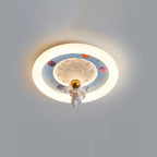 Lumendat Modern Art Deco Kids Iron Resin Acrylic Round Moon Astronaut LED Flush Mount Ceiling Light For Bedroom Lumendat