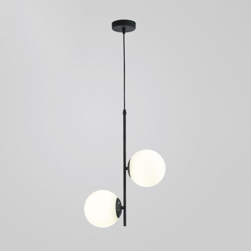 Modern Minimalist Iron Glass Round Ball Branch 2-Light Chandelier for Living Room Lumendat