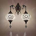 Tiffany Decorative Lantern Hardware Stained Glass 2-Light Wall Sconce Lamp Lumendat