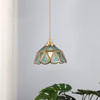 Japanese Vintage Water Pattern Glass Cone 1-light Pendant Light BulbSquare