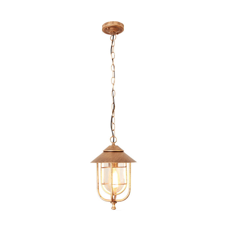 Industrial Vintage Aluminum Cage Glass 1-light Outdoor Waterproof Pendant Light