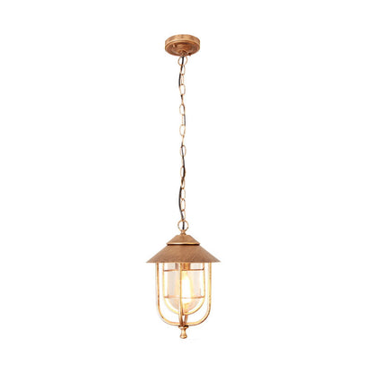 Industrial Vintage Aluminum Cage Glass 1-light Outdoor Waterproof Pendant Light