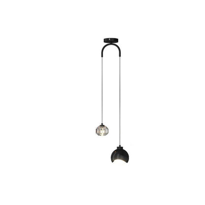Light Luxury Simple Crystal Ball Metal 2-light Curve Pendant Light