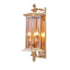 Contemporary Industrial Brass Finish Frame Glass Shade 1/3-Light Wall Sconce Lamp For Outdoor Patio Lumendat