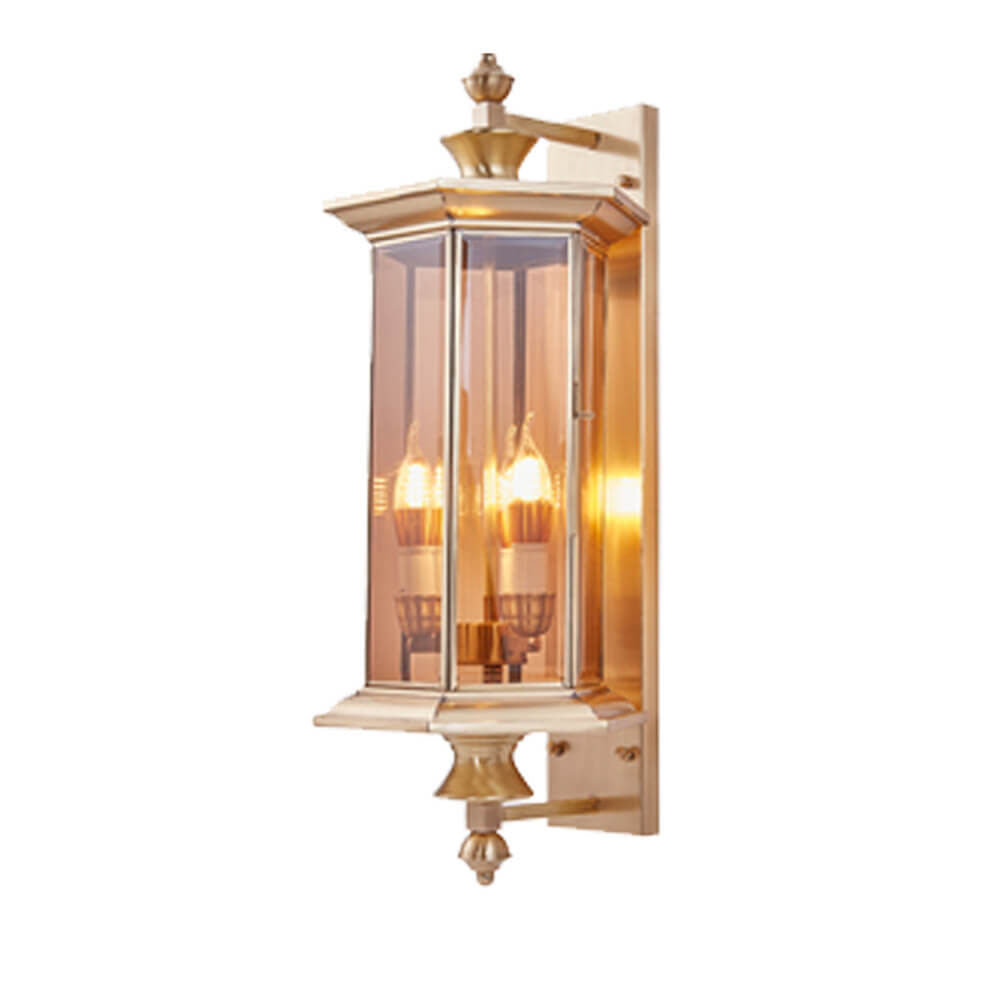 Contemporary Industrial Brass Finish Frame Glass Shade 1/3-Light Wall Sconce Lamp For Outdoor Patio Lumendat