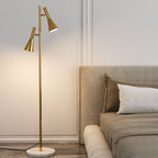 Modern Minimalist Marble Iron Horn Shade Rotatable 2-Light Standing Floor Lamp For Living Room & Bedroom Lumendat