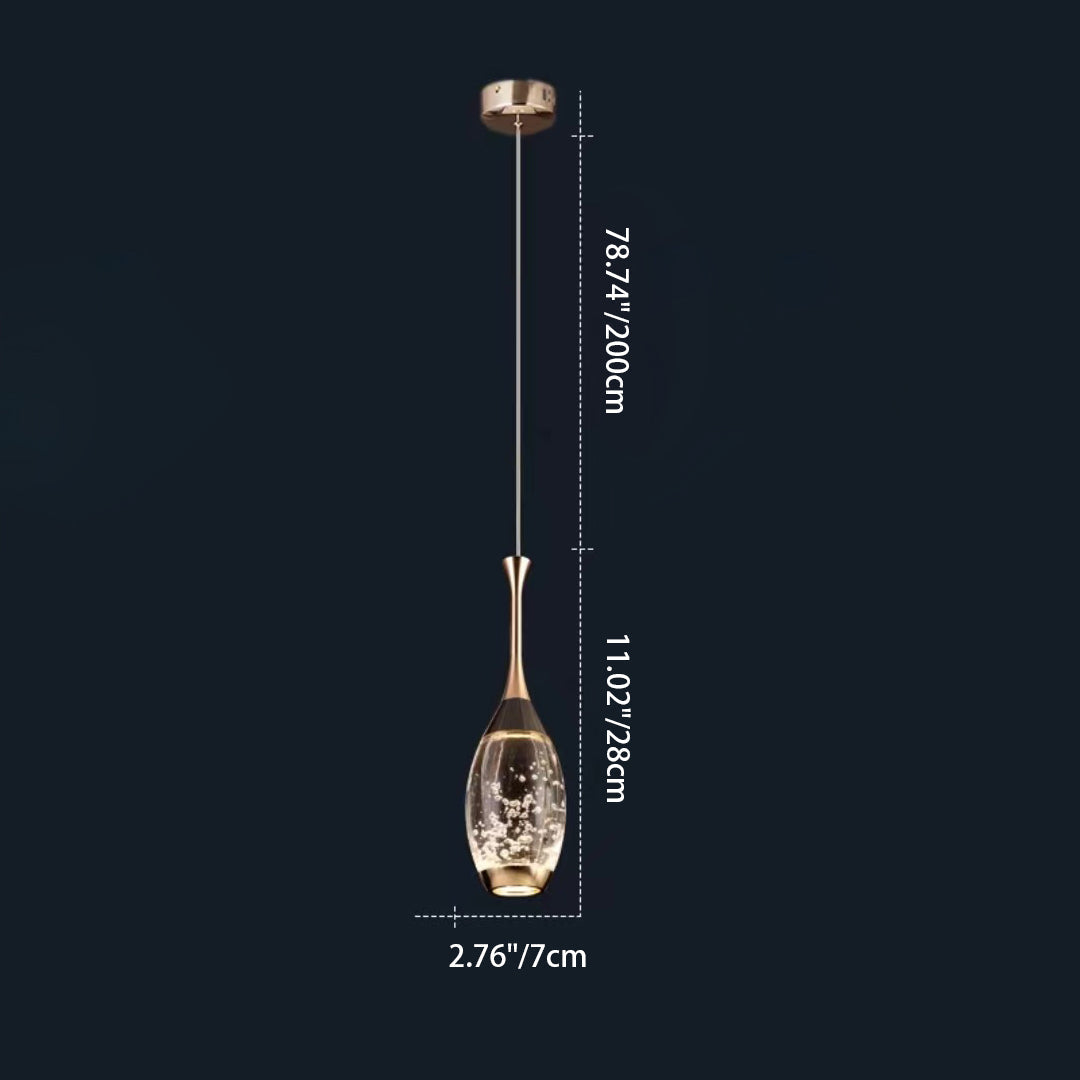 Contemporary Luxury Aluminum Water Drop Crystal LED Pendant Light for Living Room