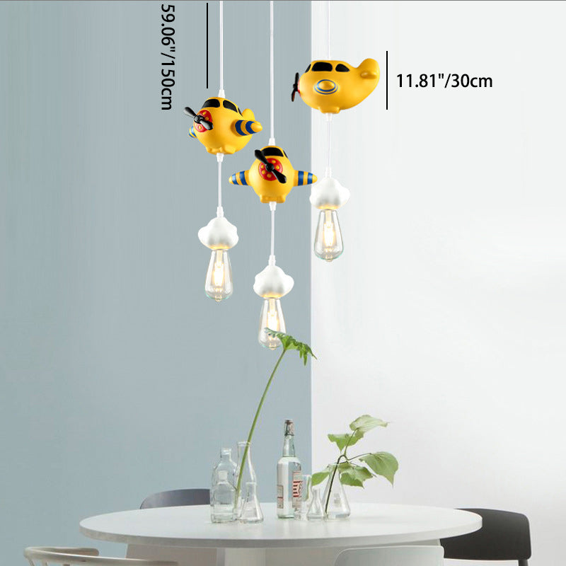 Lumendat Modern Art Deco Kids Resin Airplane Cloud 1/3 Light Chandelier For Dining Room Lumendat