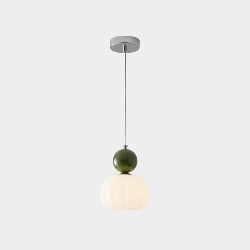 Modern Minimalist Round Pumpkin Iron Acrylic 1-light Pendant Light for Bedroom