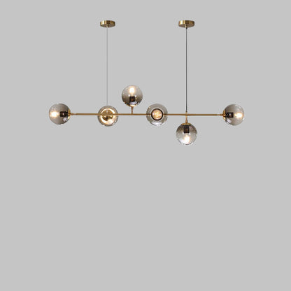 Modern Minimalist Long Glass Round Globe Island Light 6-light Chandelier