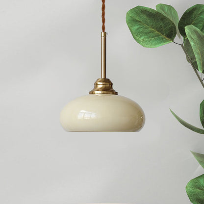 Traditional French Oval Iron Glass 1-light Pendant Light for Bedroom