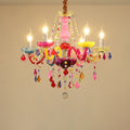 Traditional European Glass Crystal Metal Fabric Candlestick Holder Inflorescence 6-light Chandeliers for Living Room BulbSquare