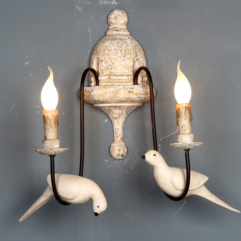 Vintage Rustic Wooden Bird Sconce 1/2 Light Wall Sconce Lamp Lumendat