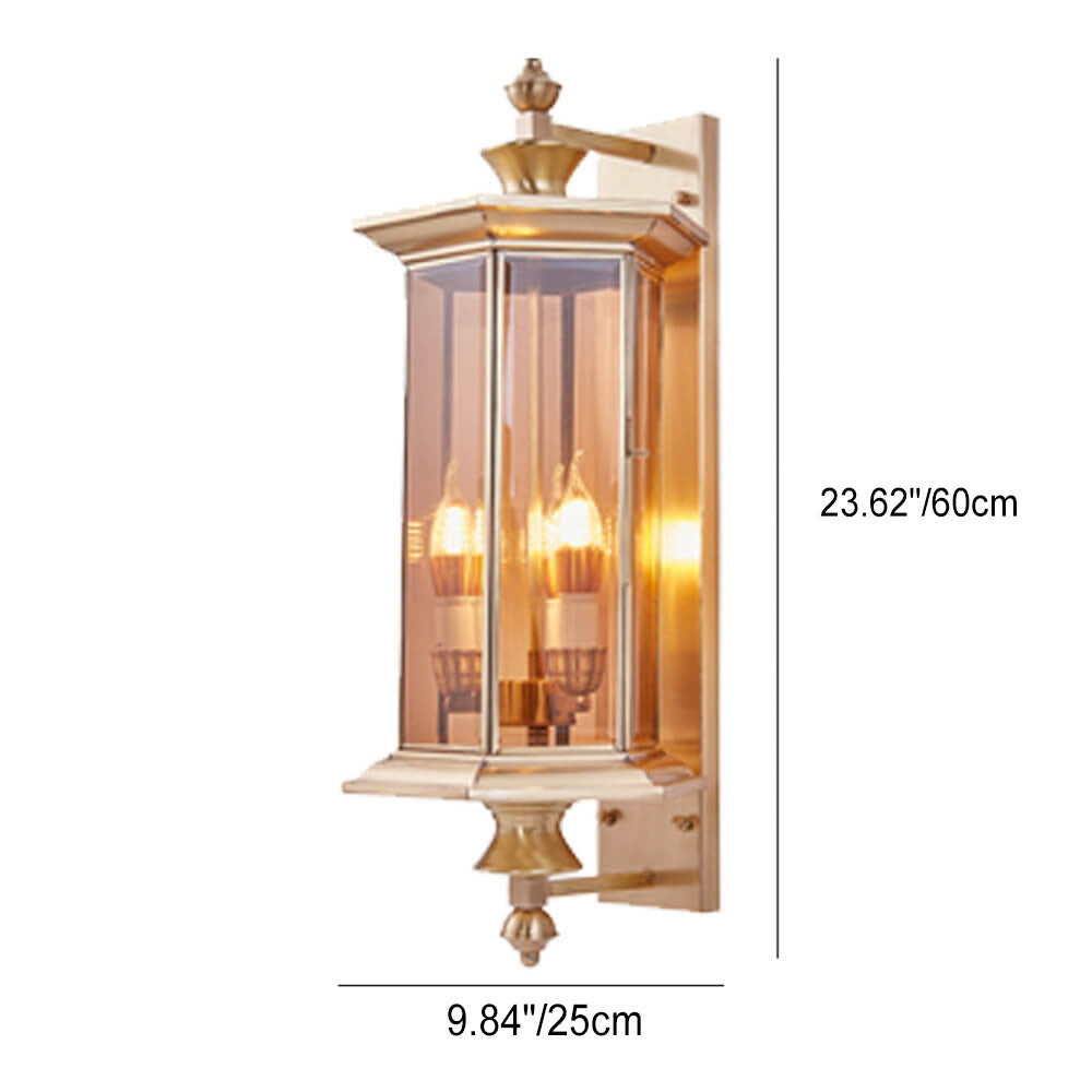 Contemporary Industrial Brass Finish Frame Glass Shade 1/3-Light Wall Sconce Lamp For Outdoor Patio Lumendat