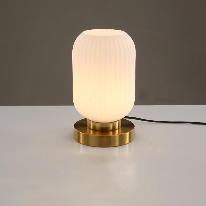 Nordic Striped Glass Oval Design 1-Light Table Lamp Lumendat