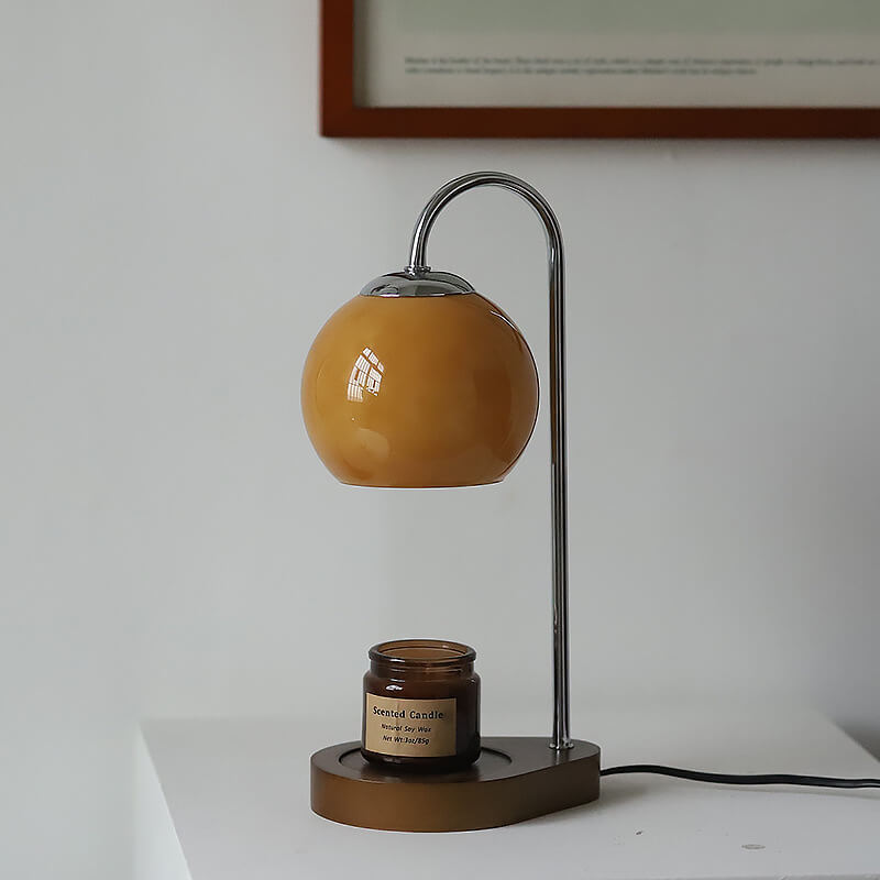 Modern Simple Solid Wood Candle Spherical 1-Light Melting Wax Table Lamp Lumendat
