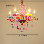 Traditional European Glass Crystal Metal Fabric Candlestick Holder Inflorescence 6-light Chandeliers for Living Room BulbSquare