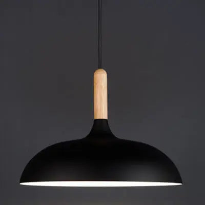 Modern Metal Wooden Top 1-light Dome Pendant Light Lumendat