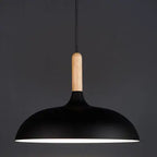 Modern Metal Wooden Top 1-light Dome Pendant Light Lumendat