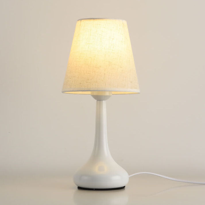 Nordic Vintage Pure Black White Iron Fabric 1-Light Table Lamp Lumendat