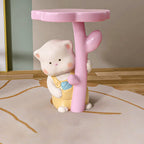 Lumendat Contemporary Creative Kids Cat Flower Resin End Table 1-Tray For Bedroom Lumendat
