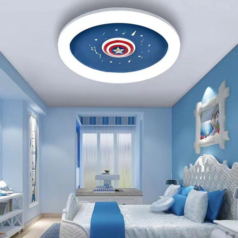 Lumendat Modern Art Deco Kids Iron Resin Acrylic Round Meteor Shower Rocket Shield Kitty LED Flush Mount Ceiling Light For Bedroom Lumendat