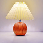 Nordic Vintage Pleated Wood Ball Base LED Table Lamp Lumendat