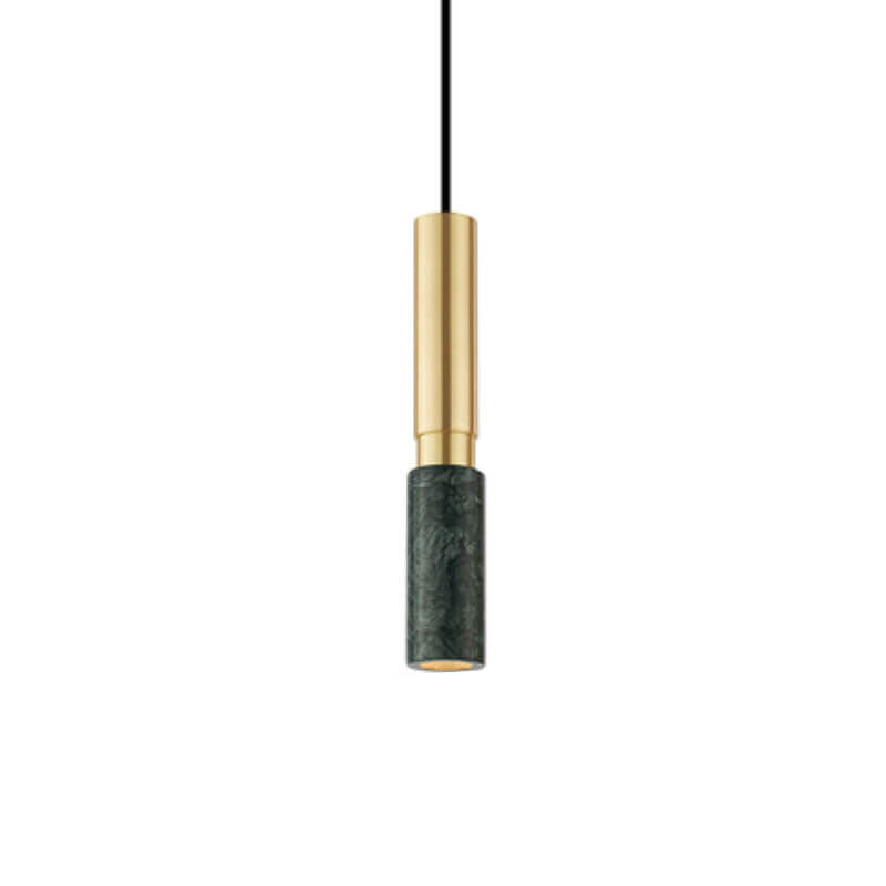 Contemporary Nordic Marble Terrazzo Column Metal 1-Light Pendant Light for Living Room Lumendat