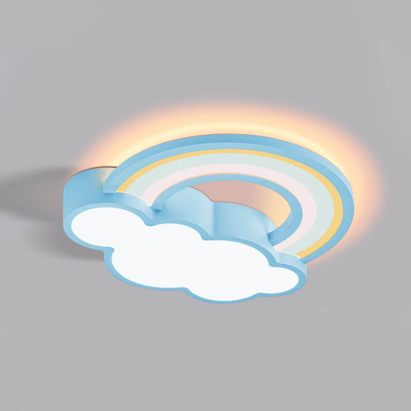 Childlike Cartoon Rainbow Cloud Design LED Flush Mount Light Lumendat