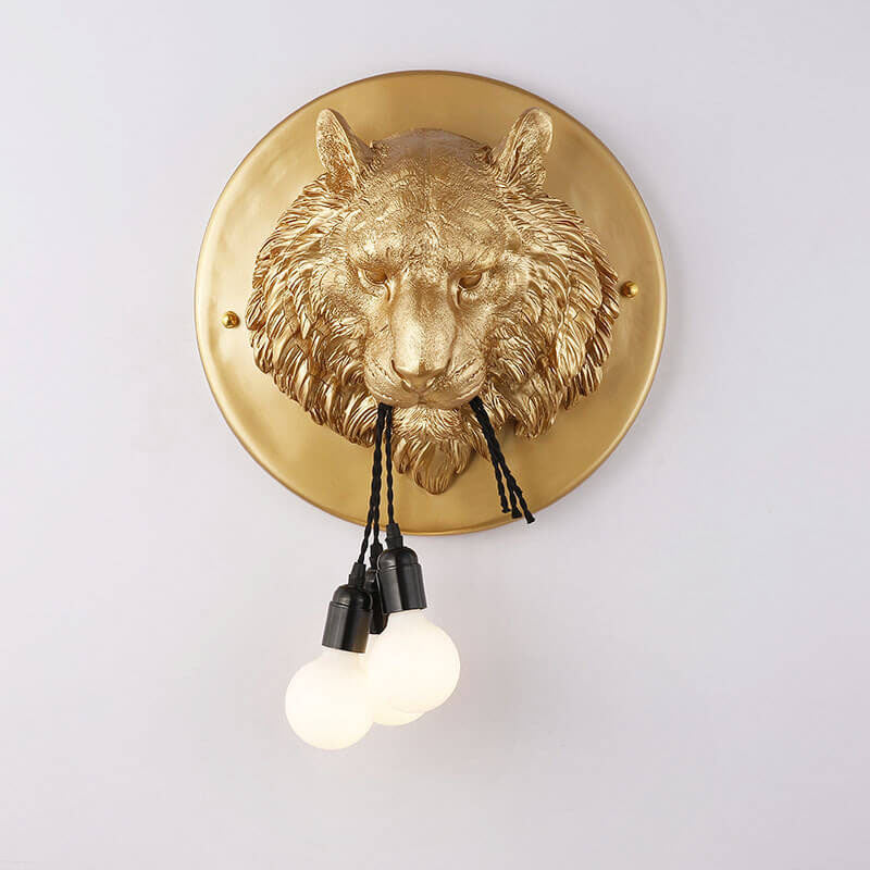 Italian Creative Tiger Totem Resin PVC Shade 1-Light Wall Sconce Lamp Lumendat