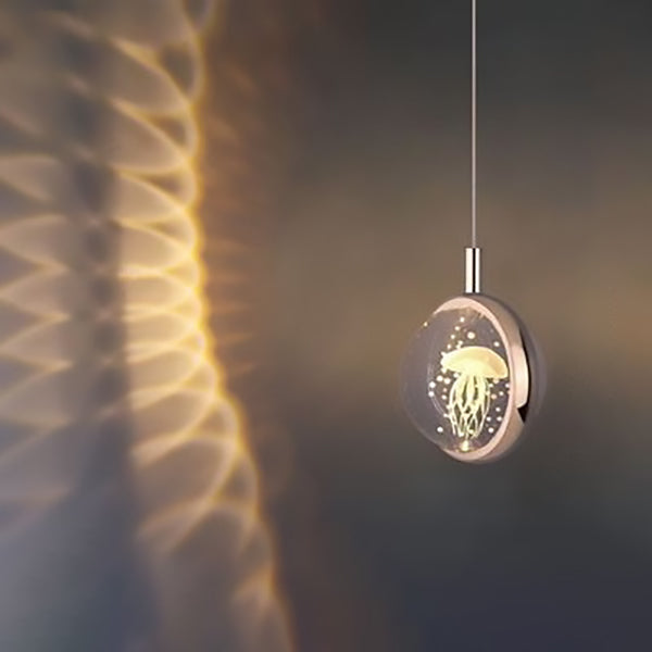 Modern Minimalist Round Ball Aluminum Crystal LED Pendant Light for Bedroom BulbSquare