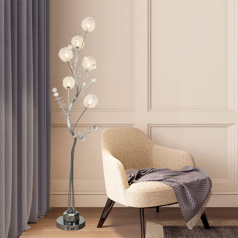 Creative Aluminum Weaving Balls Tree Branch Rustic Decor 6-Light Standing Floor Lamp Lumendat